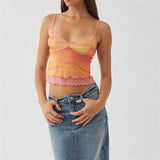 Y2K Tie Dye Butterfly Print Spaghetti Strap Tank Top