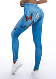 BLUE Women's Red Butterfly Yoga Leggings