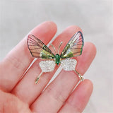 cute Green Rhinestone Butterfly Brooch