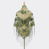 green Elegant Women’s Butterfly Lace Triangle Scarf