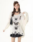 Y2K WHITE Streetwear Butterfly Sweater