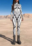 Black & White Butterfly Cyber Cosplay Bodysuit for Women