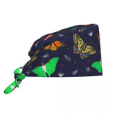 green Unisex Butterfly Print Surgical Scrub Cap