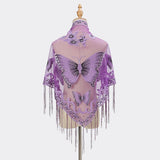 purple Elegant Women’s Butterfly Lace Triangle Scarf