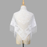 fashion white Women’s Printed Butterfly Lace Triangle Scarf