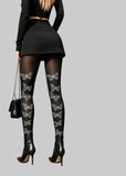 trendy Women's Black and White Butterfly Leggings