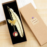 red Metal Butterfly Feather Bookmark Gift