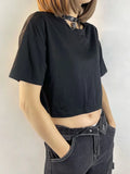 Black Hollow aesthetic Lace Butterfly Crop Top