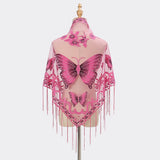 pink Elegant Women’s Butterfly Lace Triangle Scarf