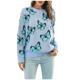 SKY BLUE Butterfly Crewneck Sweater