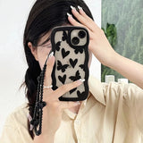 glitter black and white butterfly phone case