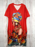 BOHO RED plus size butterfly dress