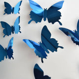 BLUE 3D Butterfly Mirror Wall Stickers