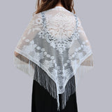 boho white Women’s Printed Butterfly Lace Triangle Scarf