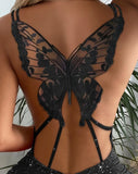 black butterfly hollow out dress