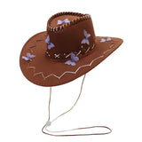 BROWN Women’s Wide Brim Butterfly Cowgirl Hat