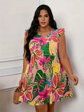summer floral butterfly sleeve dress