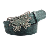 green Y2K Vintage Butterfly Buckle Belt for Women