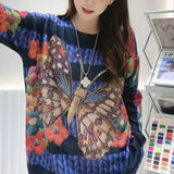 CREW NECK LONG SLEEVE Diamond Butterfly Sweater