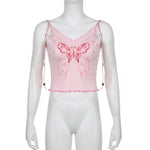 summer Pink Butterfly Tank Top