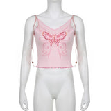 summer Pink Butterfly Tank Top