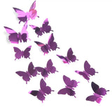 PURPLE 3D Butterfly Mirror Wall Stickers
