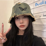Fashion Denim Butterfly Bucket Hat