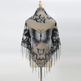 black Elegant Women’s Butterfly Lace Triangle Scarf