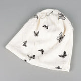 white Women’s Slouchy Butterfly Print Beanie Hat