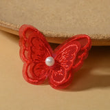 RED Embroidered Butterfly Patches for DIY Crafts WITH BEAD