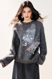 Butterfly Sequin Sweater ALPACA GRAY