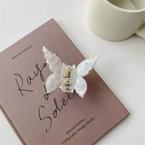 WHITE Butterfly Acetate Hair Clip