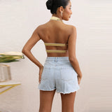 sexy Butterfly Embroidered Crop Top