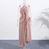 Summer Butterfly pink Ruffle Dress