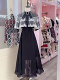 BLACK AND WHITE vintage butterfly gown dress