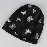 black Women’s Slouchy Butterfly Print Beanie Hat