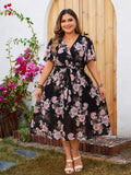 TRENDY floral dress with butterfly sleeves