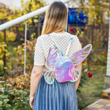 Pink Holographic Butterfly Wings Backpack for kids
