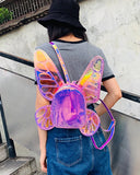 trendy Violet Holographic Butterfly Wings Backpack