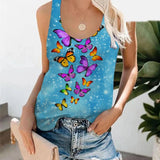 a blue butterfly tank top