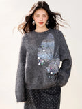 WOOL Butterfly Sequin Sweater