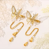 CUTE GOLD Butterfly Tassel Hair Clips