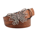 brown Y2K Vintage Butterfly Buckle Belt for Women