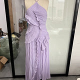 cool Summer Butterfly purple Ruffle Dress