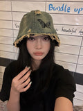 trendy Fashion Denim Butterfly Bucket Hat