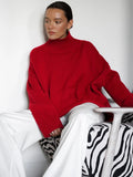 OVERSIZE RED High Collar Sweater by Butterfly Kingdom