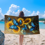 Sunflower Swallowtail Butterfly beach Towel