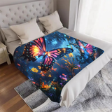 Swallowtail Butterfly Enchanted Forest Blanket on a bed