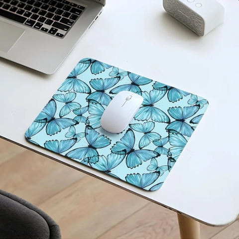 whimsical Tropical Butterfly Aqua Mouse Pad