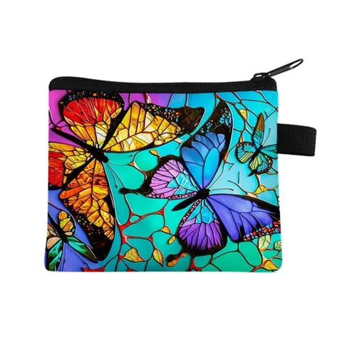 Turquoise Coin Purse with Swallowtail Butterflies